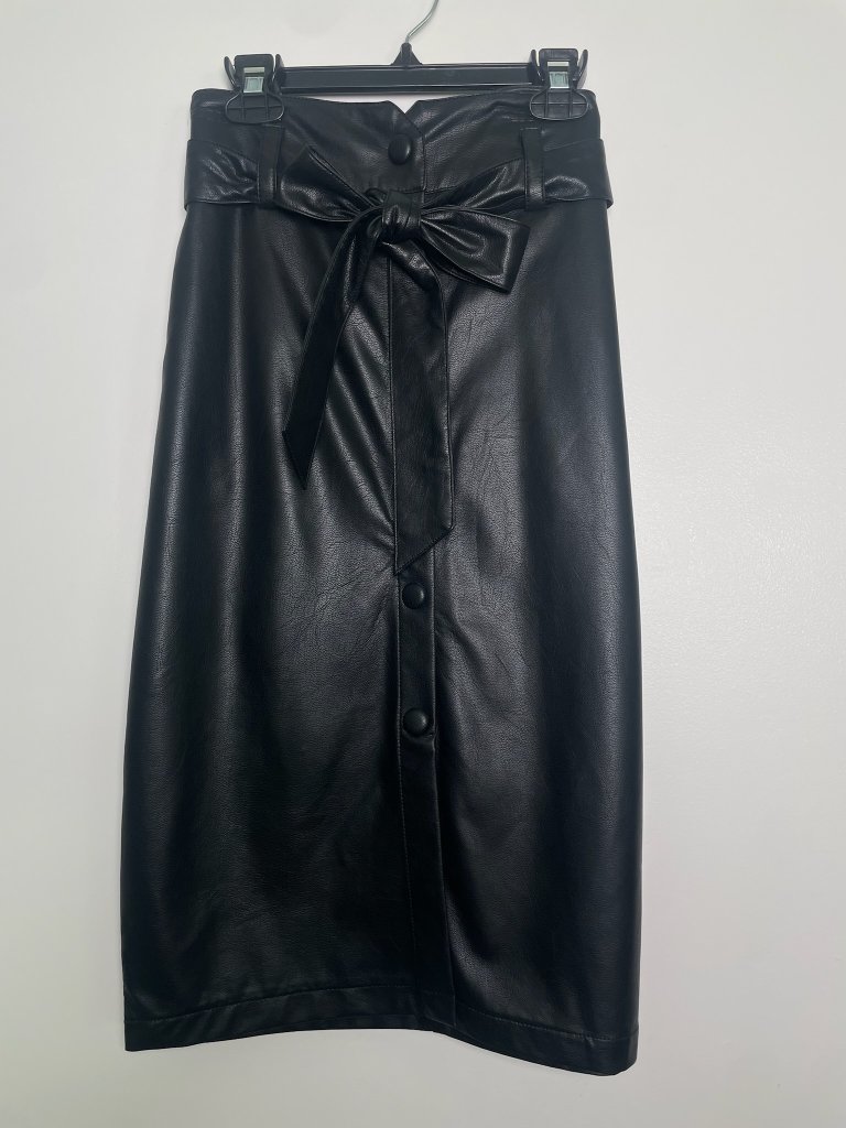 New Look Chic Faux Leather Paperbag Pencil Midi Skirt Us 6 Nwt